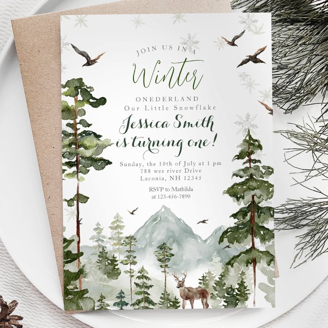 Invitación Fiesta de cumpleaños de Winter Monederland Woodlan (Subido por el creador)