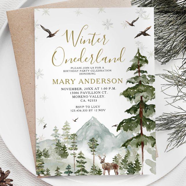 Invitación Fiesta de cumpleaños de Winter Monederland Woodlan (Subido por el creador)