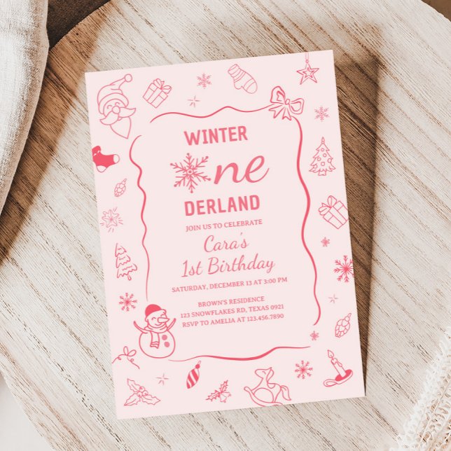 Invitación Fiesta de cumpleaños de Winter Onederland (Winter Onederland Birthday Party Invitation)