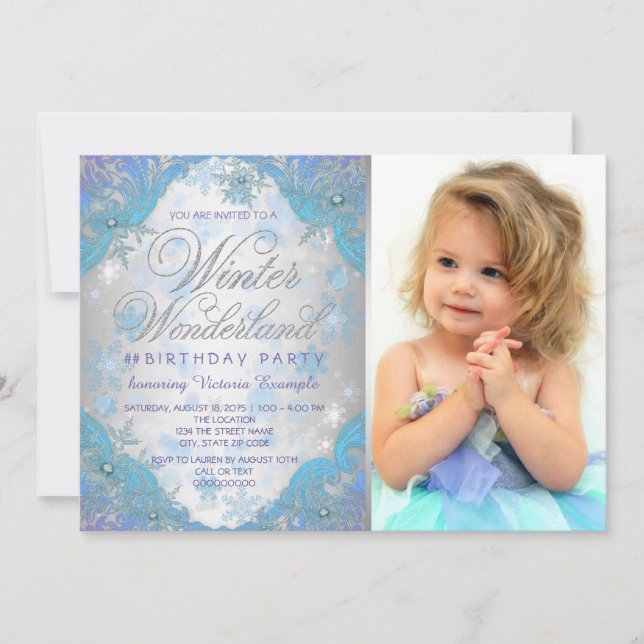 Invitación Fiesta de cumpleaños de Wonderland, copas de nieve (Anverso)