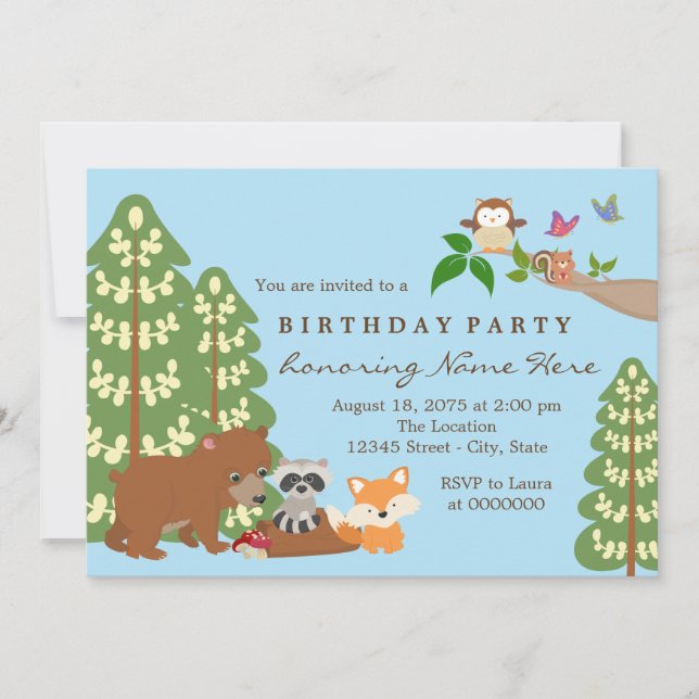 Invitación Fiesta de cumpleaños de Woodland (Anverso)