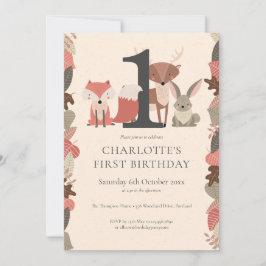 Invitación Fiesta de cumpleaños de Woodland Animals