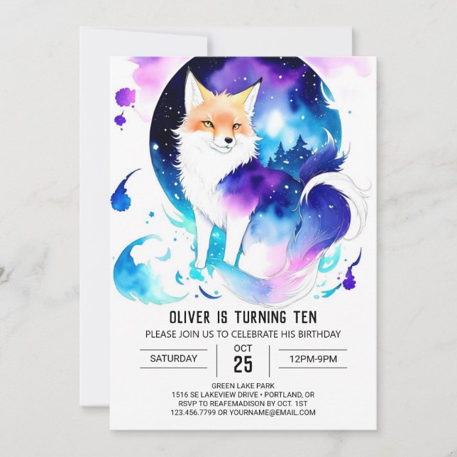 Invitación Fiesta de cumpleaños de Woodland Fox (Anverso)