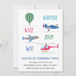 Invitación Fiesta de cumpleaños de Woosh Vroom Woo Air Kid