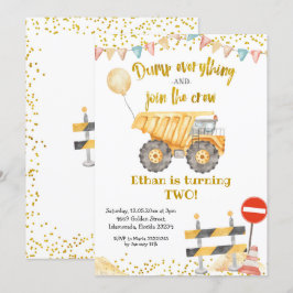 Invitación Fiesta de cumpleaños de Yellow Dump Truck Boy