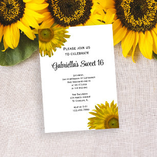 Invitación Fiesta de cumpleaños de Yellow Sunflower Sweet 16