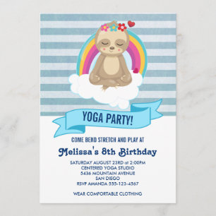 Invitación Fiesta de Cumpleaños de Yoga de Perezoso Meditando