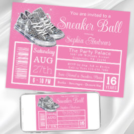 Invitación Fiesta de Cumpleaños de Zapatillas de Diamante Ros