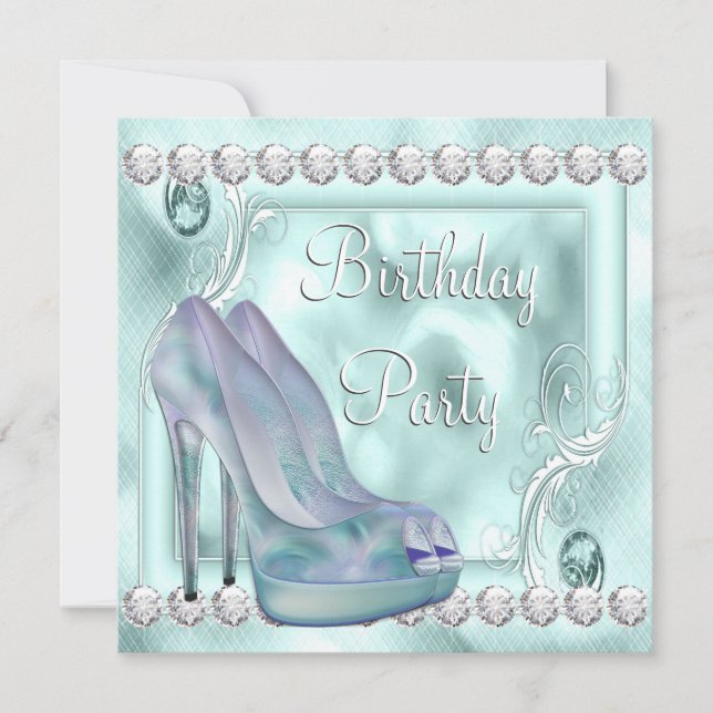 Invitación Fiesta de Cumpleaños de Zapato de Tacón Alto Lavan (Anverso)