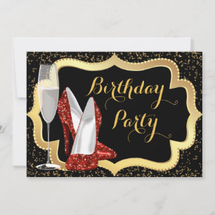 Invitación Fiesta de Cumpleaños de Zapato de Tacón Alto Rojo