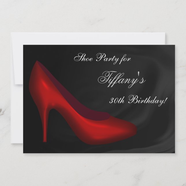 Invitación Fiesta de cumpleaños de zapatos de tacón alto (Anverso)