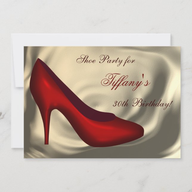 Invitación Fiesta de cumpleaños de zapatos de tacón alto (Anverso)