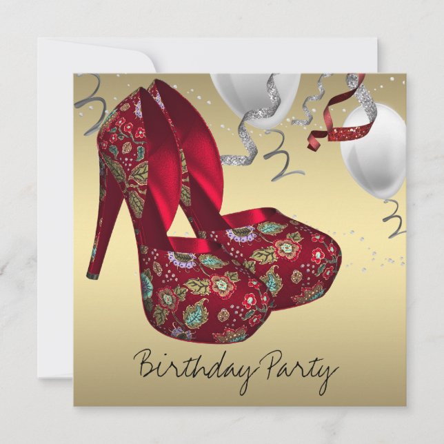 Invitación Fiesta de cumpleaños de zapatos de tacón alto de o (Anverso)