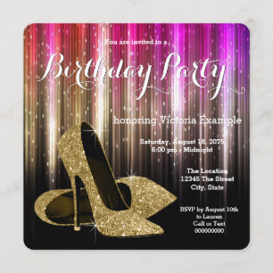 Invitación Fiesta de Cumpleaños de Zapatos de Tacón Alto Glam