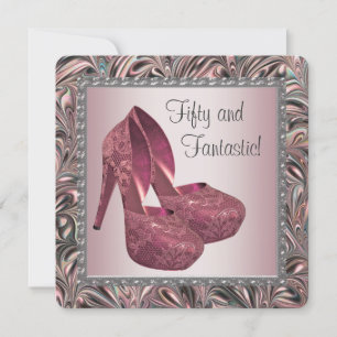 Invitación Fiesta de cumpleaños de zapatos de tacón alto rosa