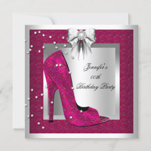 Invitación Fiesta de cumpleaños de zapatos de tacón de plata