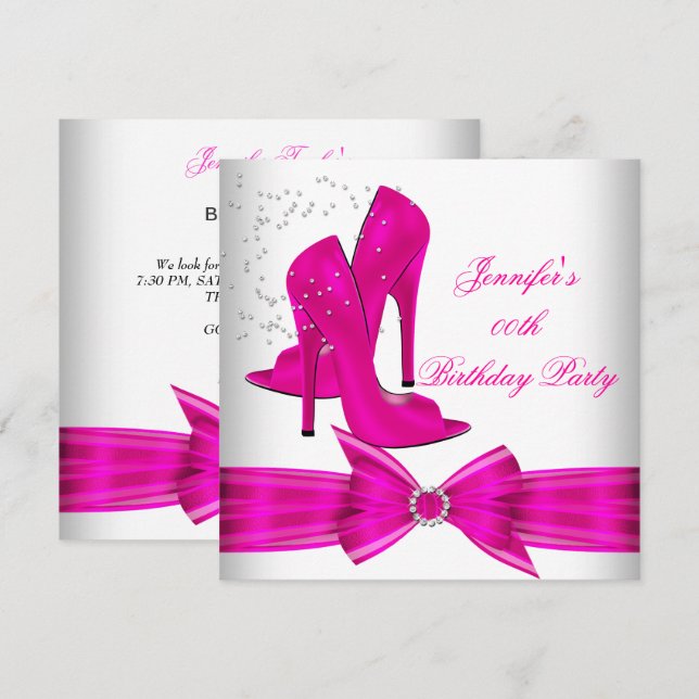 Invitación Fiesta de cumpleaños de zapatos de tacón de tacón  (Anverso / Reverso)