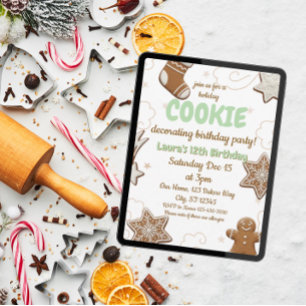 Invitación Fiesta de cumpleaños decoradora de cookies de vaca