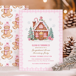 Invitación Fiesta de Cumpleaños Decorando Casa de Pan de Jeng