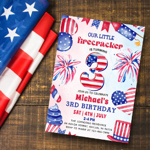 Invitación Fiesta de cumpleaños del 4 de julio de Little Fire
