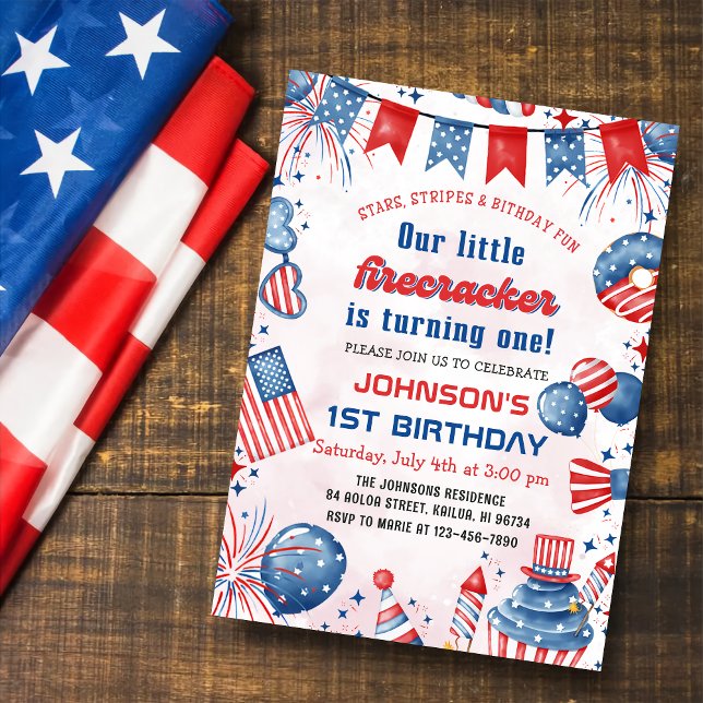 Invitación Fiesta de cumpleaños del 4 de julio Little Firecra (Subido por el creador)