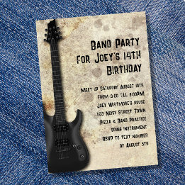 Invitación Fiesta de cumpleaños del adolescente de la guitarr