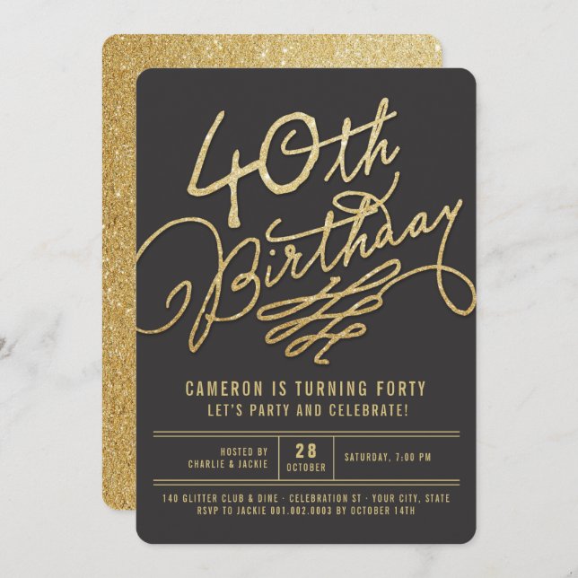 Invitación Fiesta de cumpleaños del adulto atractivo del (Anverso / Reverso)