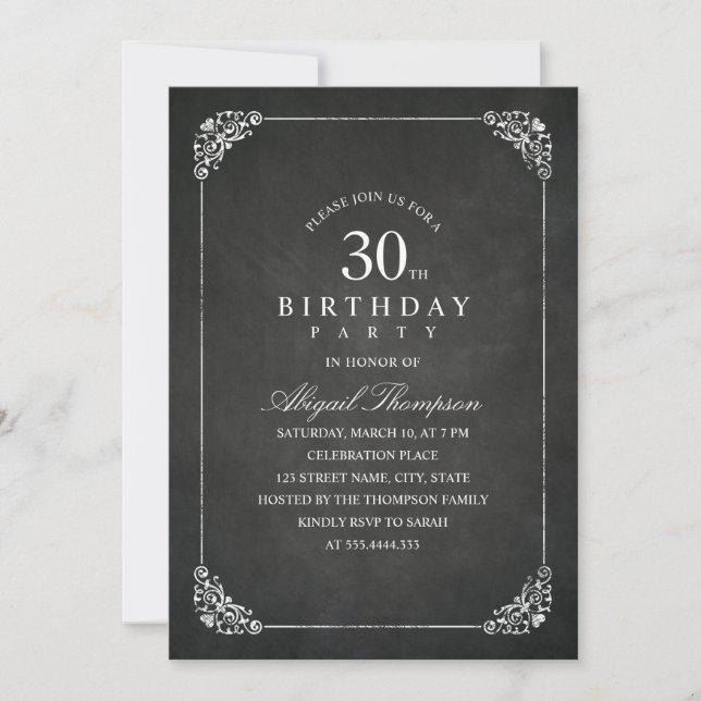 Invitación Fiesta de cumpleaños del adulto de la pizarra del (Anverso)