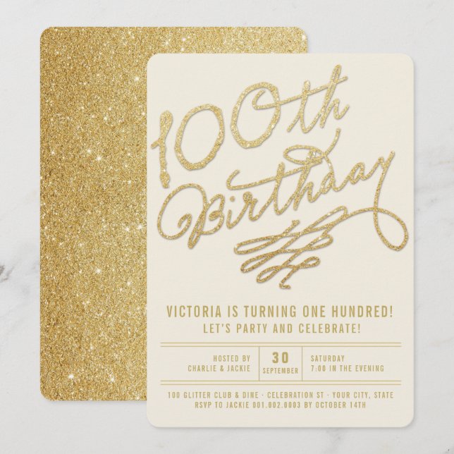 Invitación Fiesta de cumpleaños del adulto del purpurina del (Anverso / Reverso)