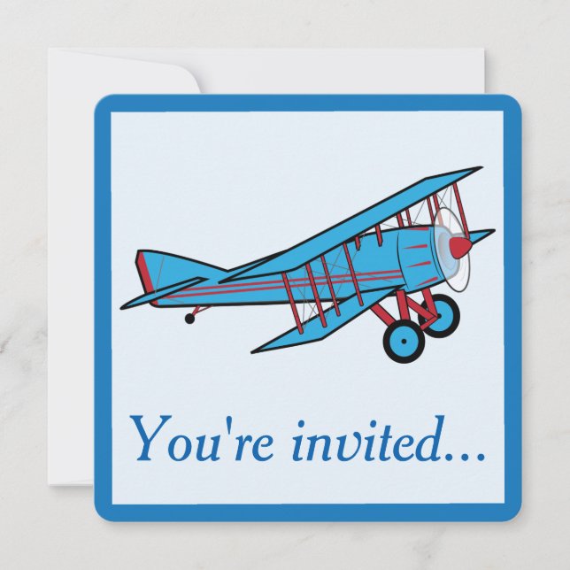 Invitación Fiesta de cumpleaños del aeroplano (Anverso)