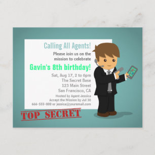 Invitación Fiesta de Cumpleaños del Agente Secreto Azul