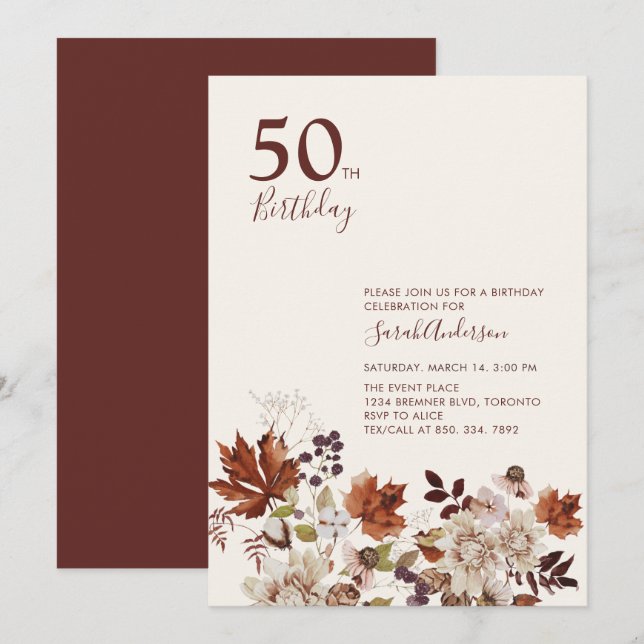 Invitación Fiesta de cumpleaños del aniversario de la fiesta  (Anverso / Reverso)