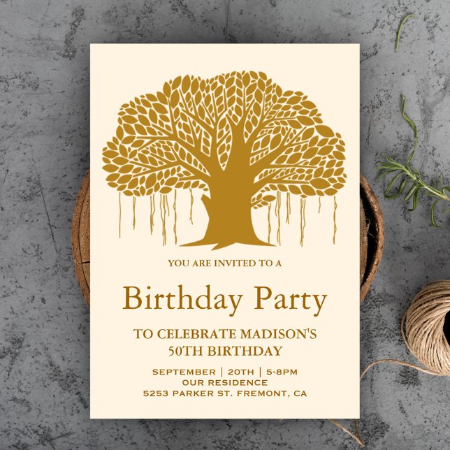 Invitación Fiesta de cumpleaños del árbol Brown Banyan (Subido por el creador)