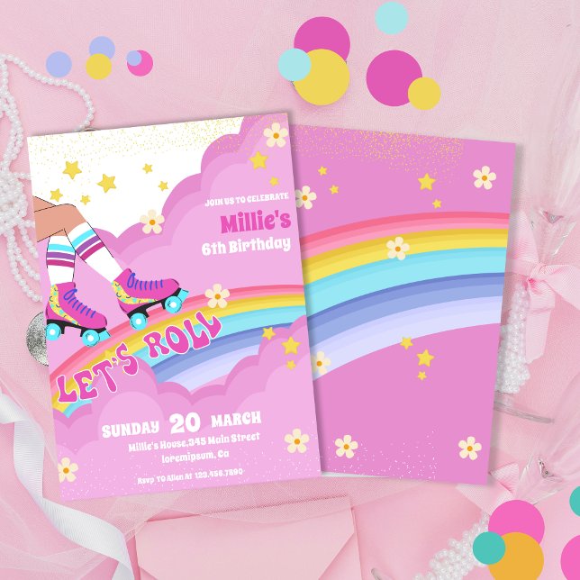 Invitación Fiesta de cumpleaños del arco iris retro para pati (Subido por el creador)