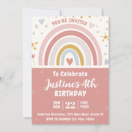 Invitación Fiesta de cumpleaños del arcoiris del Boho