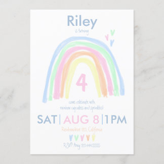 Invitación Fiesta de cumpleaños del arcoiris del Pastel de do