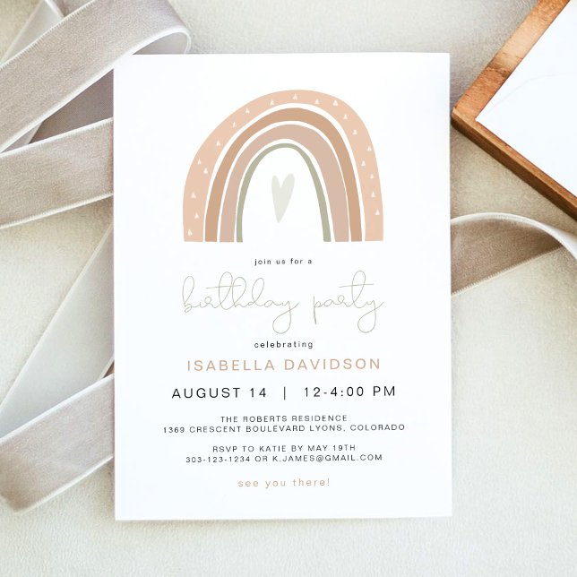 Invitación Fiesta de cumpleaños del arcoiris GITA Pastel (Subido por el creador)