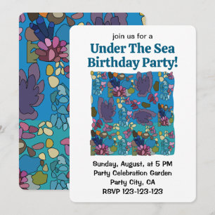 Invitación Fiesta de Cumpleaños del Arrecife de Coral Bajo el