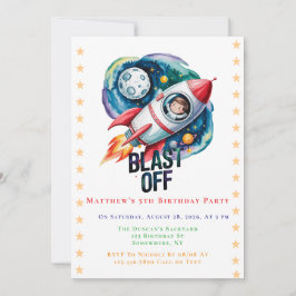 Invitación Fiesta de cumpleaños del astronauta Blast Off Spac
