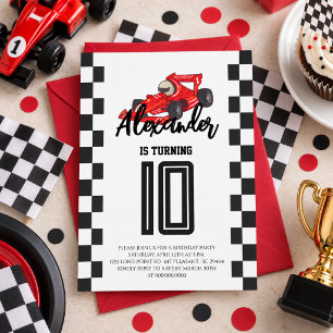 Invitación Fiesta de Cumpleaños del Auto de Carreras Rojo a C