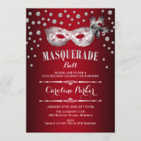 Fiesta de cumpleaños del baile de máscaras rojas p