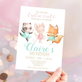 Invitación Fiesta de cumpleaños del Ballet Animal Tutu Cute B