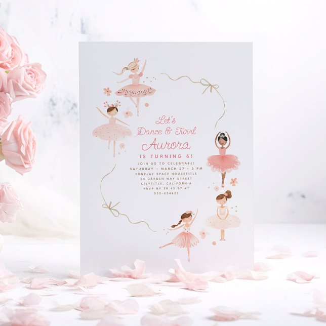 Invitación Fiesta de cumpleaños del ballet de pequeñas Bonito (Cute Little Ballerinas Birthday Invitations)