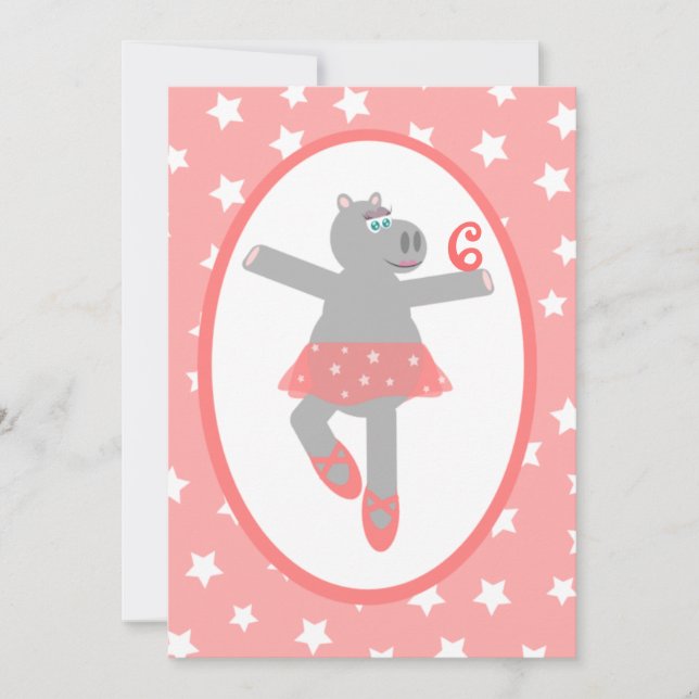 Invitación Fiesta de cumpleaños del Ballet Hippopótamo Baller (Anverso)