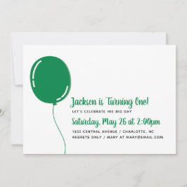 Invitación Fiesta de cumpleaños del Balón verde único moderno