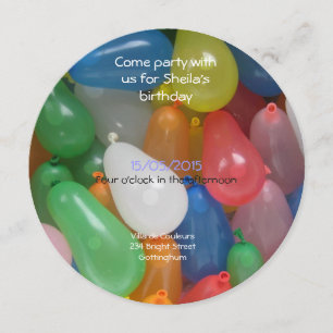 Invitación fiesta de cumpleaños del baloon del agua