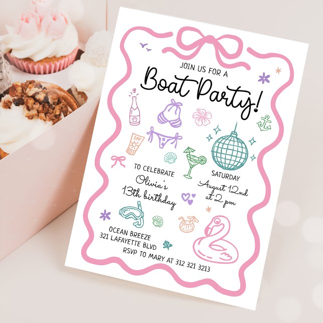 Invitación Fiesta de cumpleaños del barco de diversión de ver (Subido por el creador)