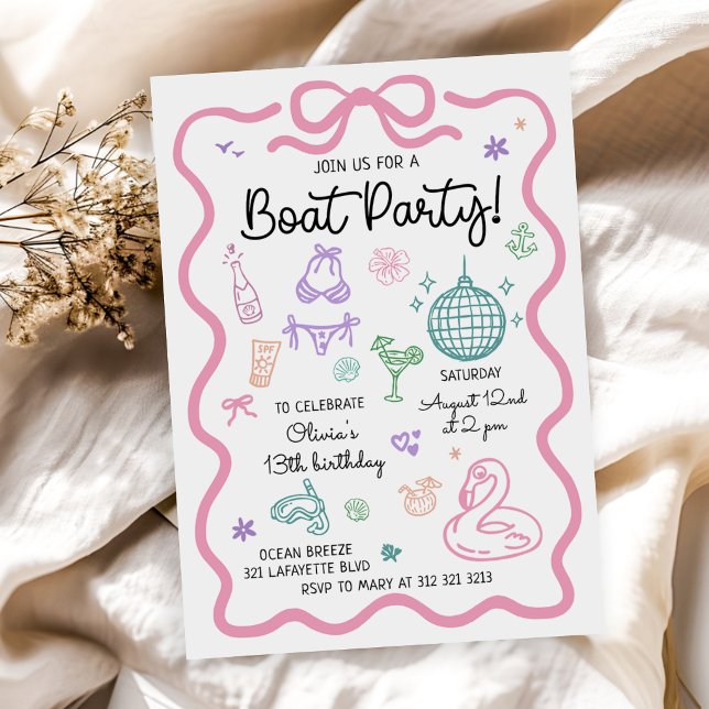 Invitación Fiesta de cumpleaños del barco de diversión de ver (Subido por el creador)