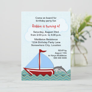 Invitación Fiesta de cumpleaños del barco náutico