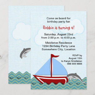 Invitación Fiesta de cumpleaños del barco náutico